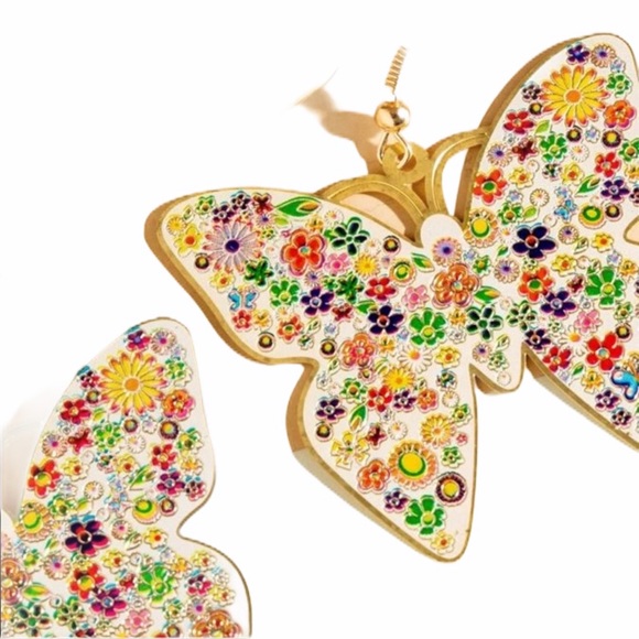 Floral Butterfly drop earrings 🦋 - Picture 4 of 4